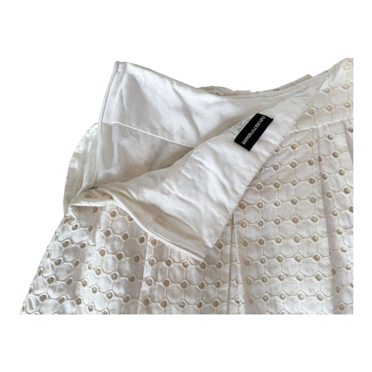 Emporio Armani White Eyelet Overlay Skirt Size XS