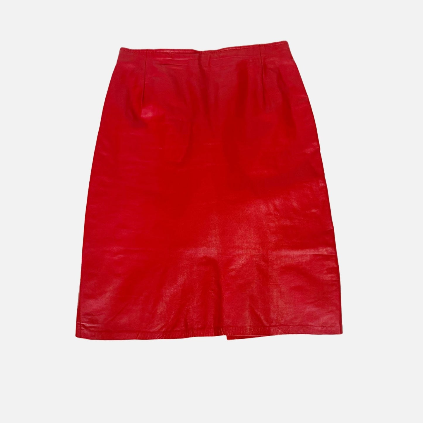 Vintage Firenze Red Leather Pencil Skirt 1980s