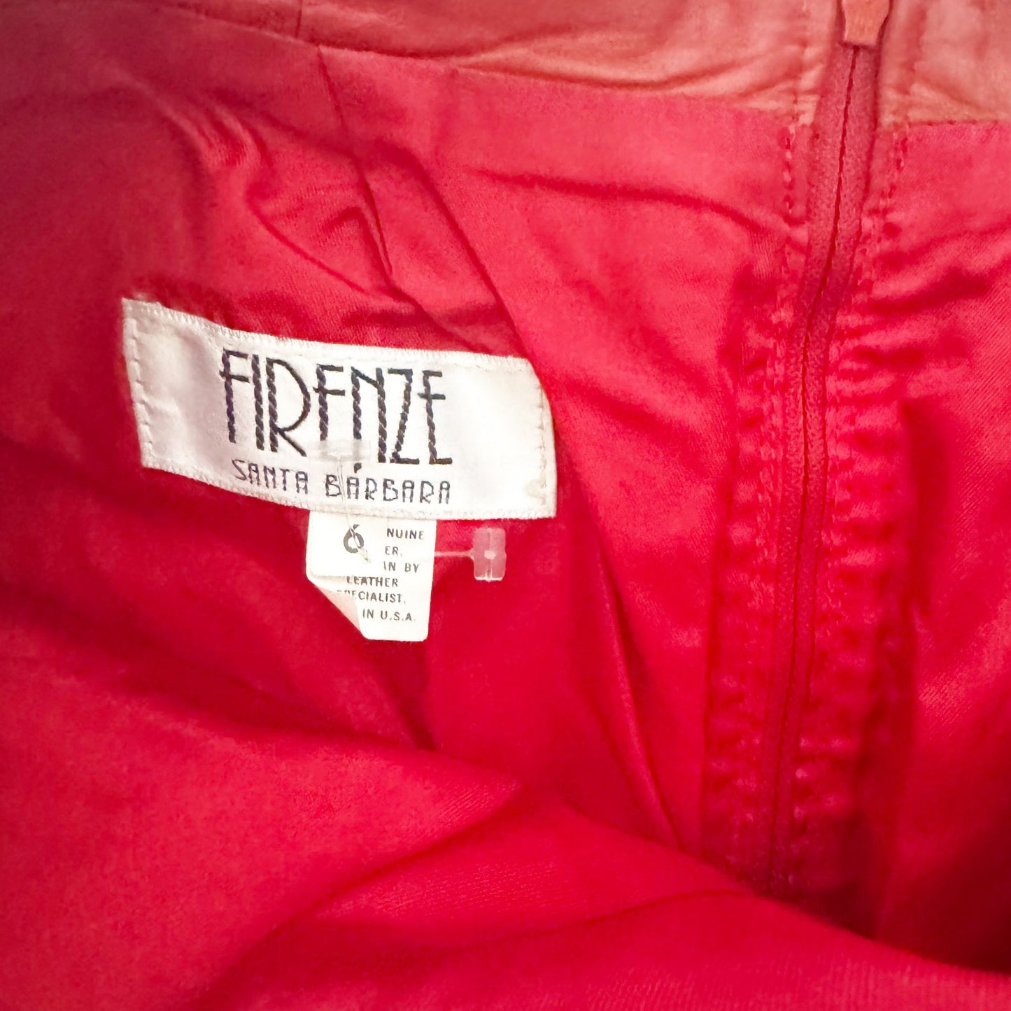 Vintage Firenze Red Leather Pencil Skirt 1980s