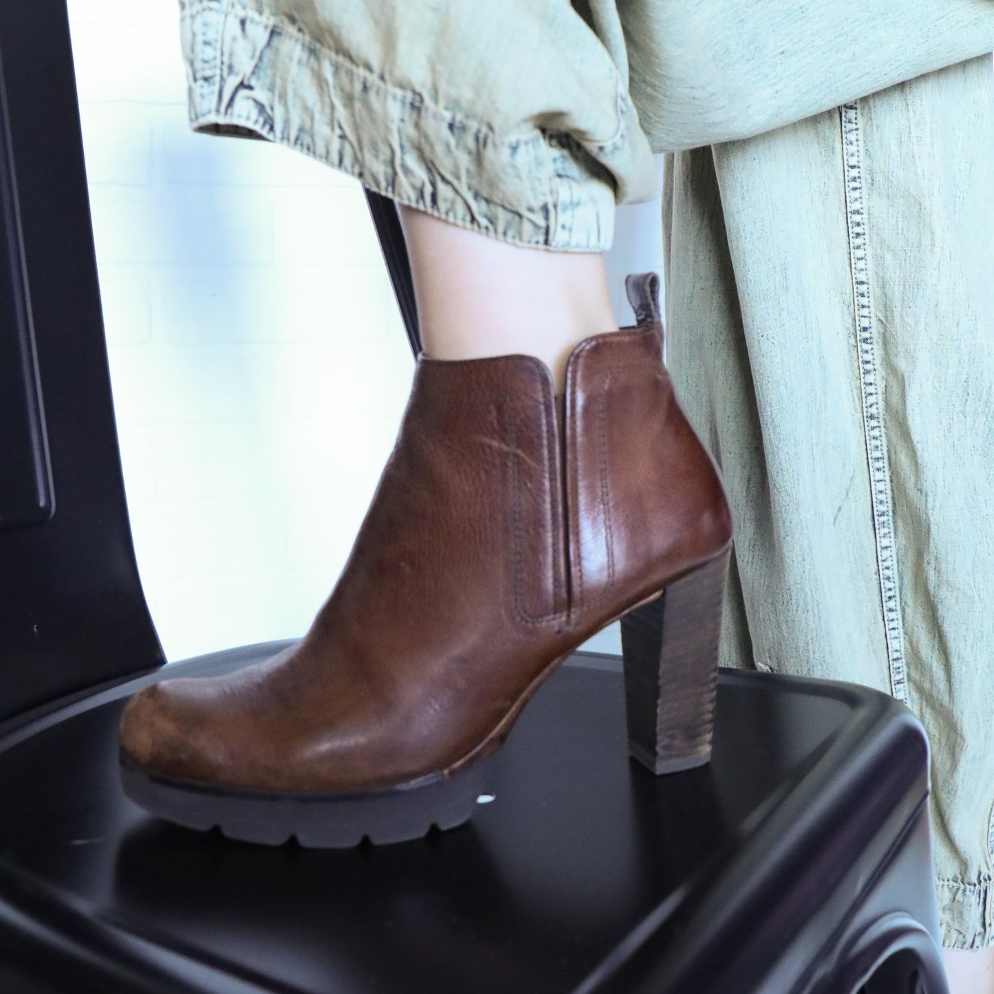 Paul Green Brown Leather Ankle Boots