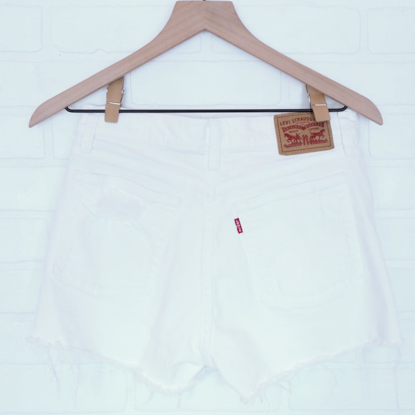 Levi's White High Rise Cut Off Shorts