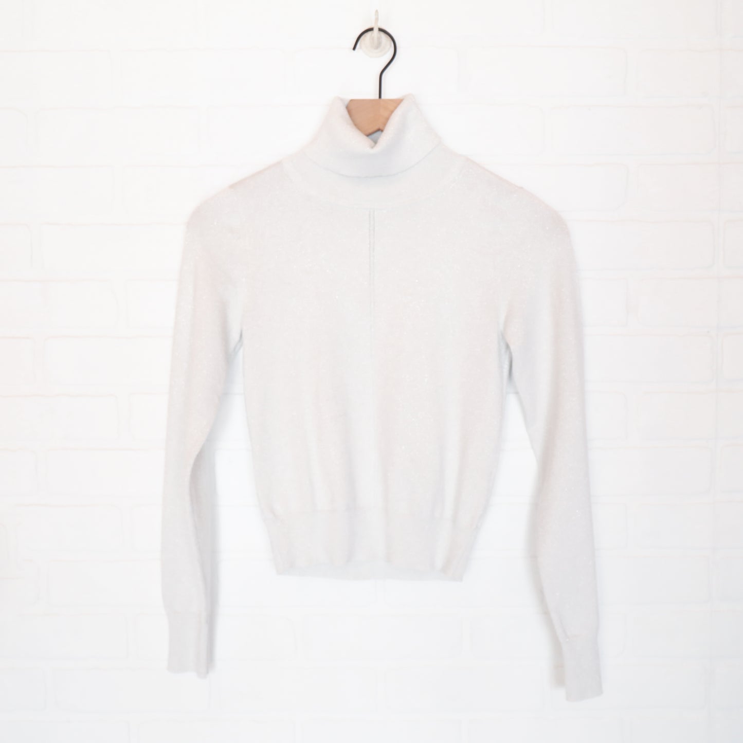 Abercrombie & Fitch White Sparkle Turtleneck Sweater