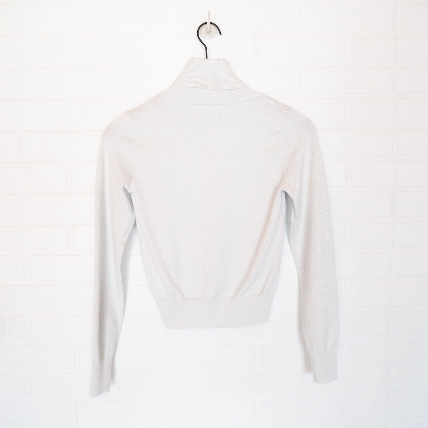 Abercrombie & Fitch White Sparkle Turtleneck Sweater