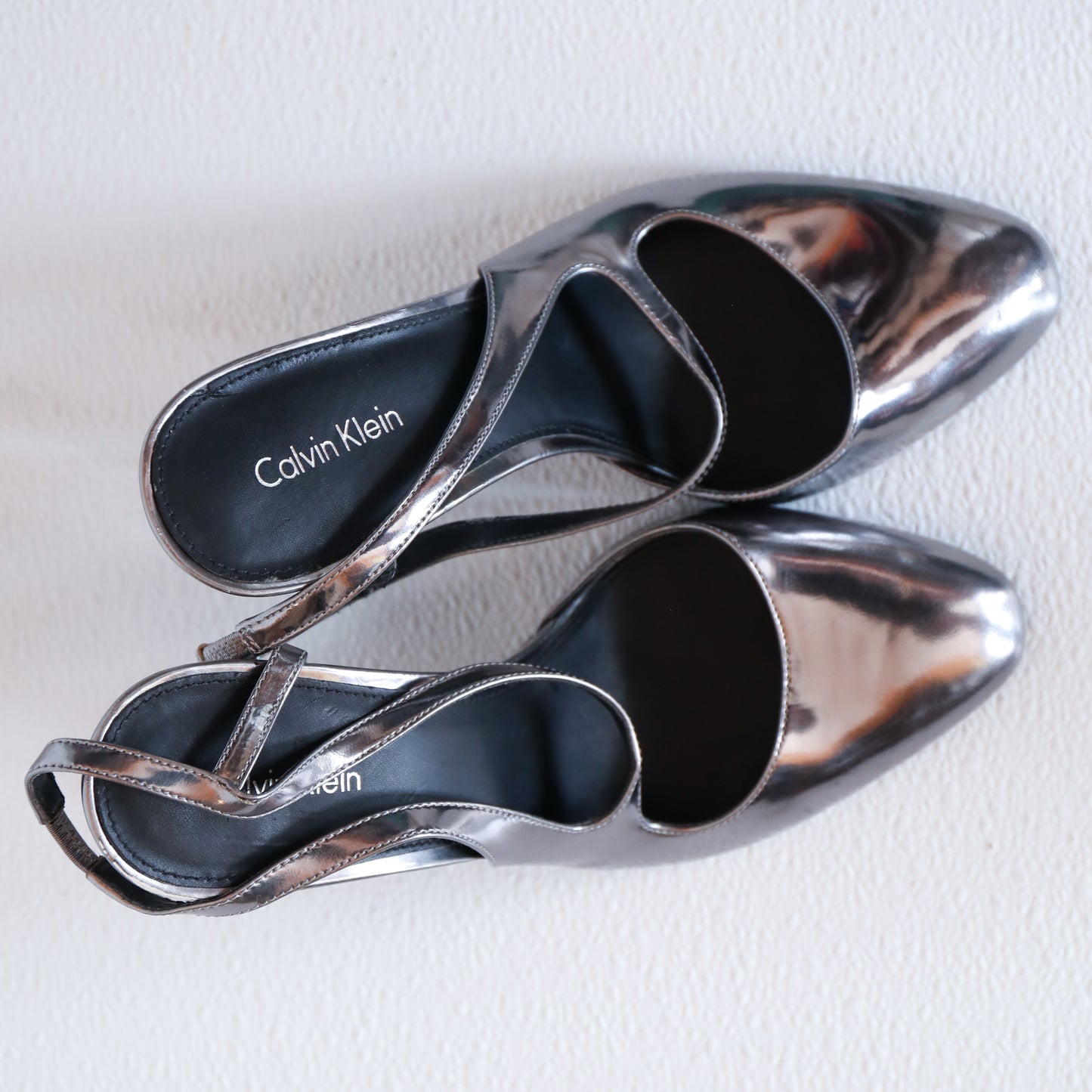 Calvin Klein Metallic Silver Closed Toe Stiletto Heels