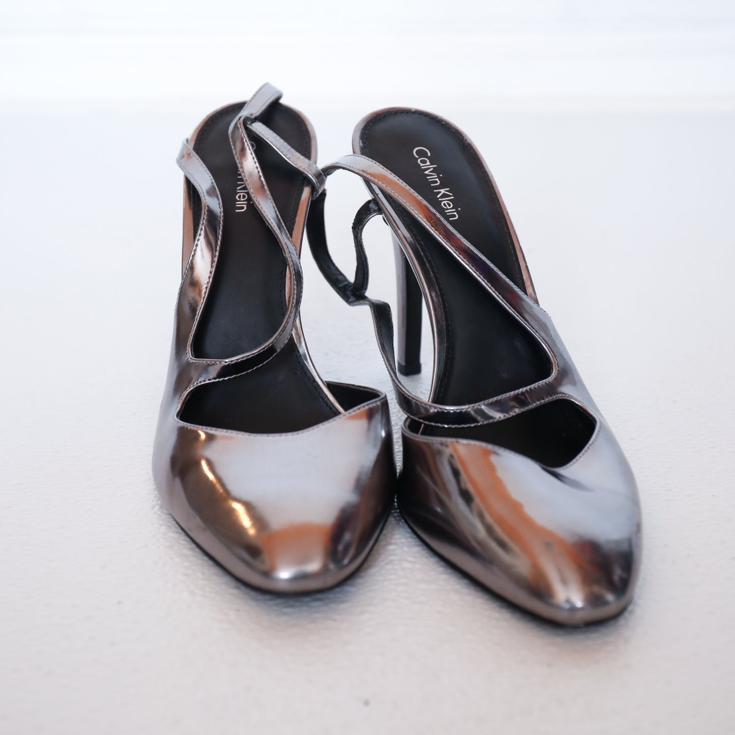 Calvin Klein Metallic Silver Closed Toe Stiletto Heels