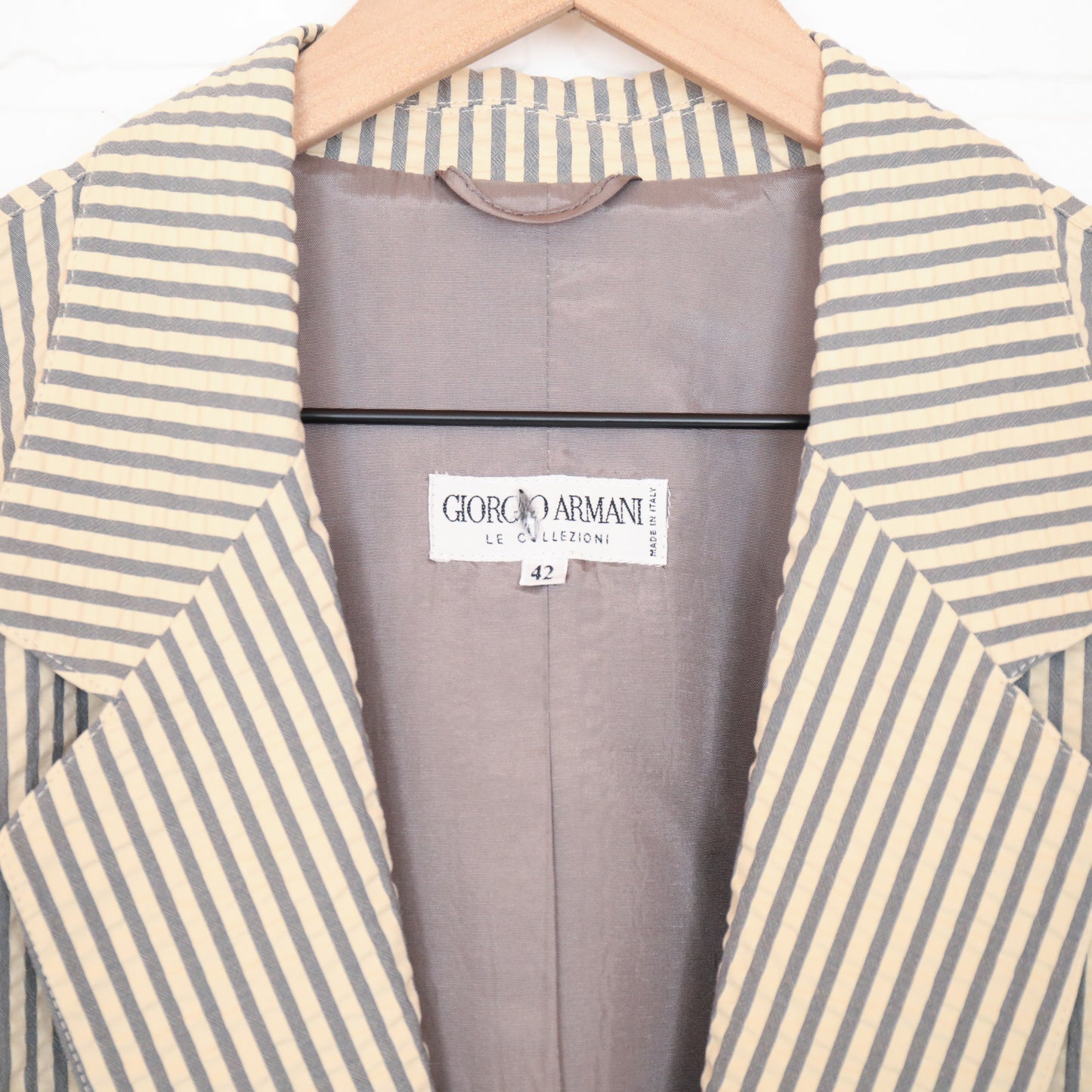 Vintage Armani Gray & Cream Striped Oversized Blazer