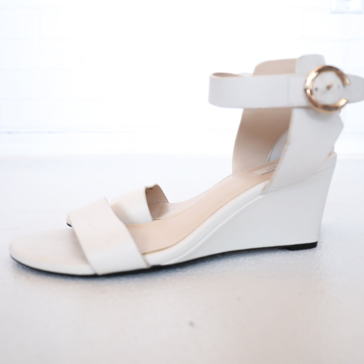 Cole Haan White Open Toe Wedge Sandal
