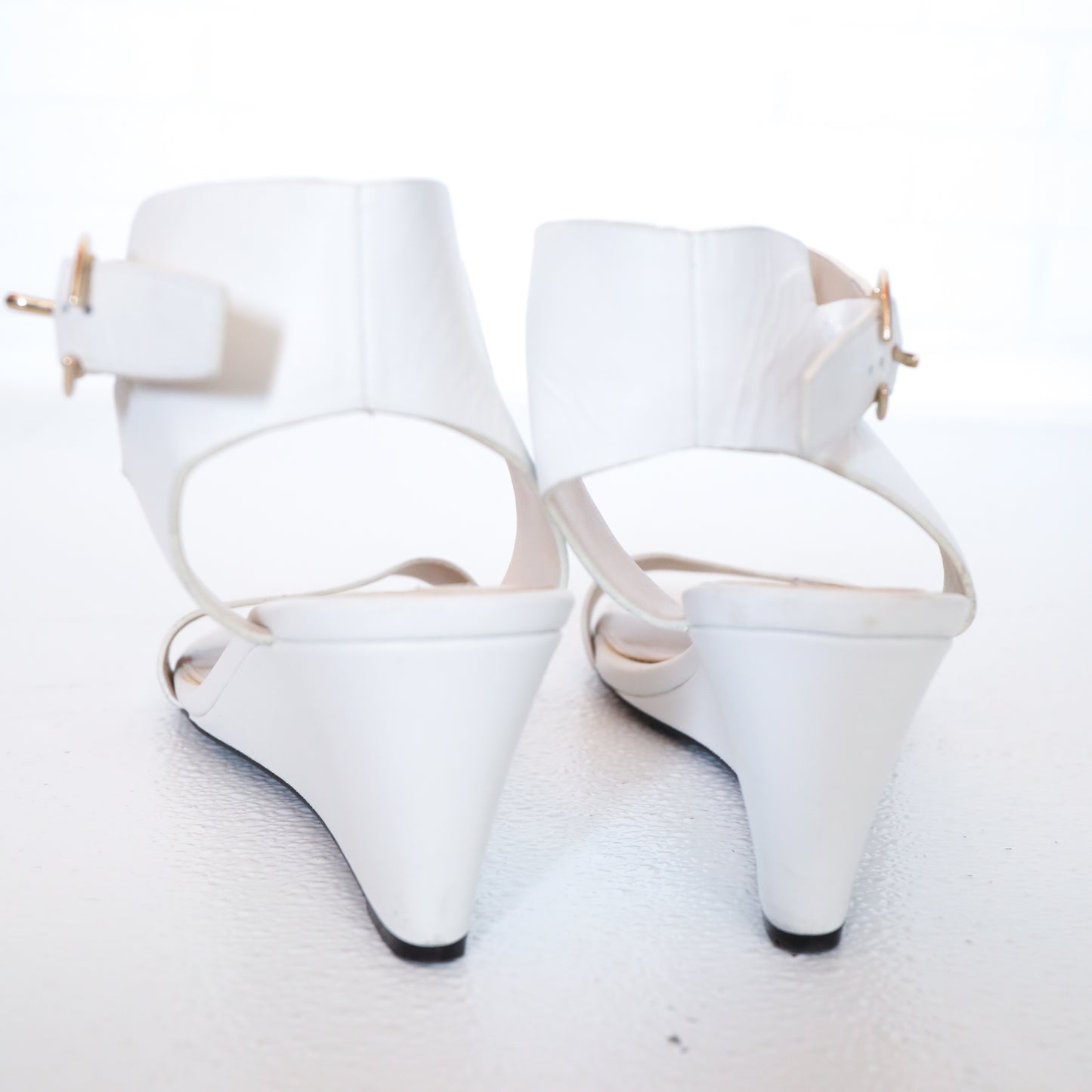 Cole Haan White Open Toe Wedge Sandal