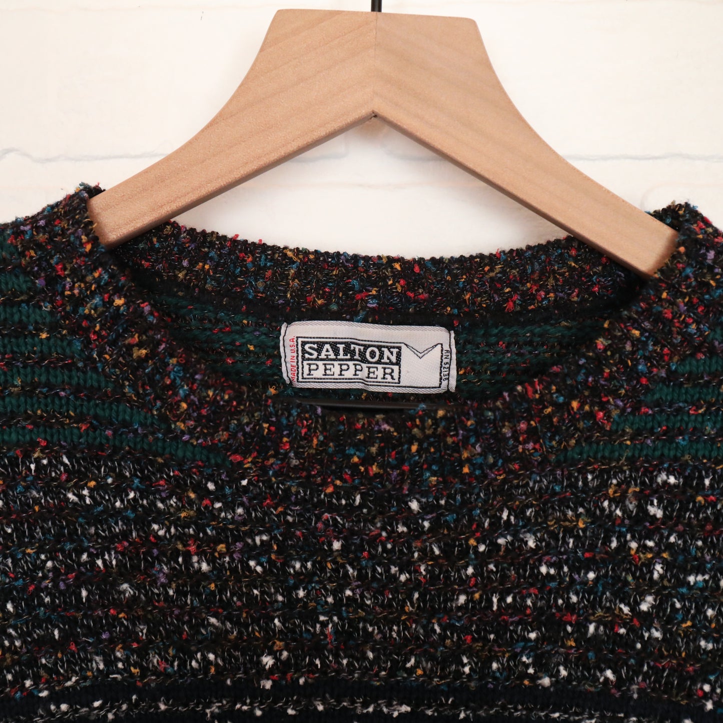 Vintage Salt On Pepper Striped Textured Sweater