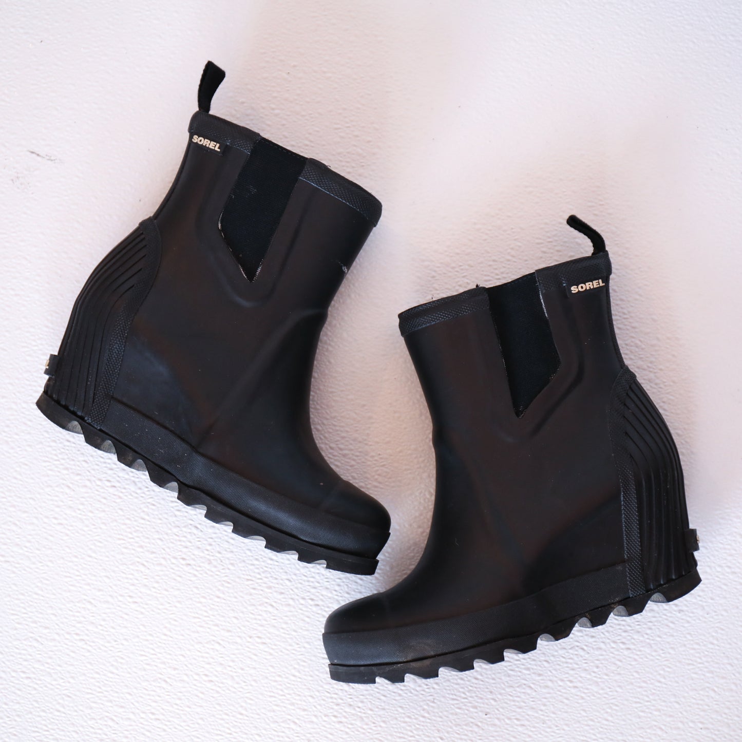 Sorel Black Wedge Waterproof Rain Boots