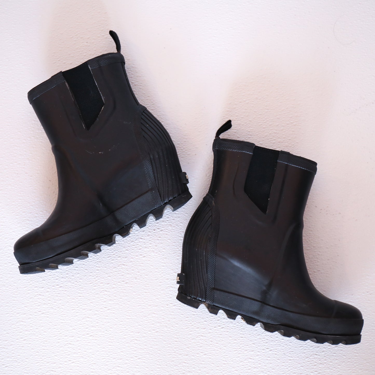 Sorel Black Wedge Waterproof Rain Boots