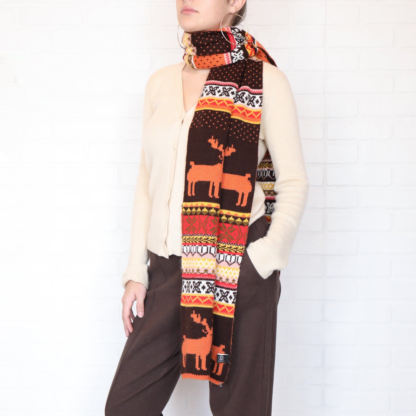2 Chic Winter Woodlands Fair Isle Long Wide Scarf