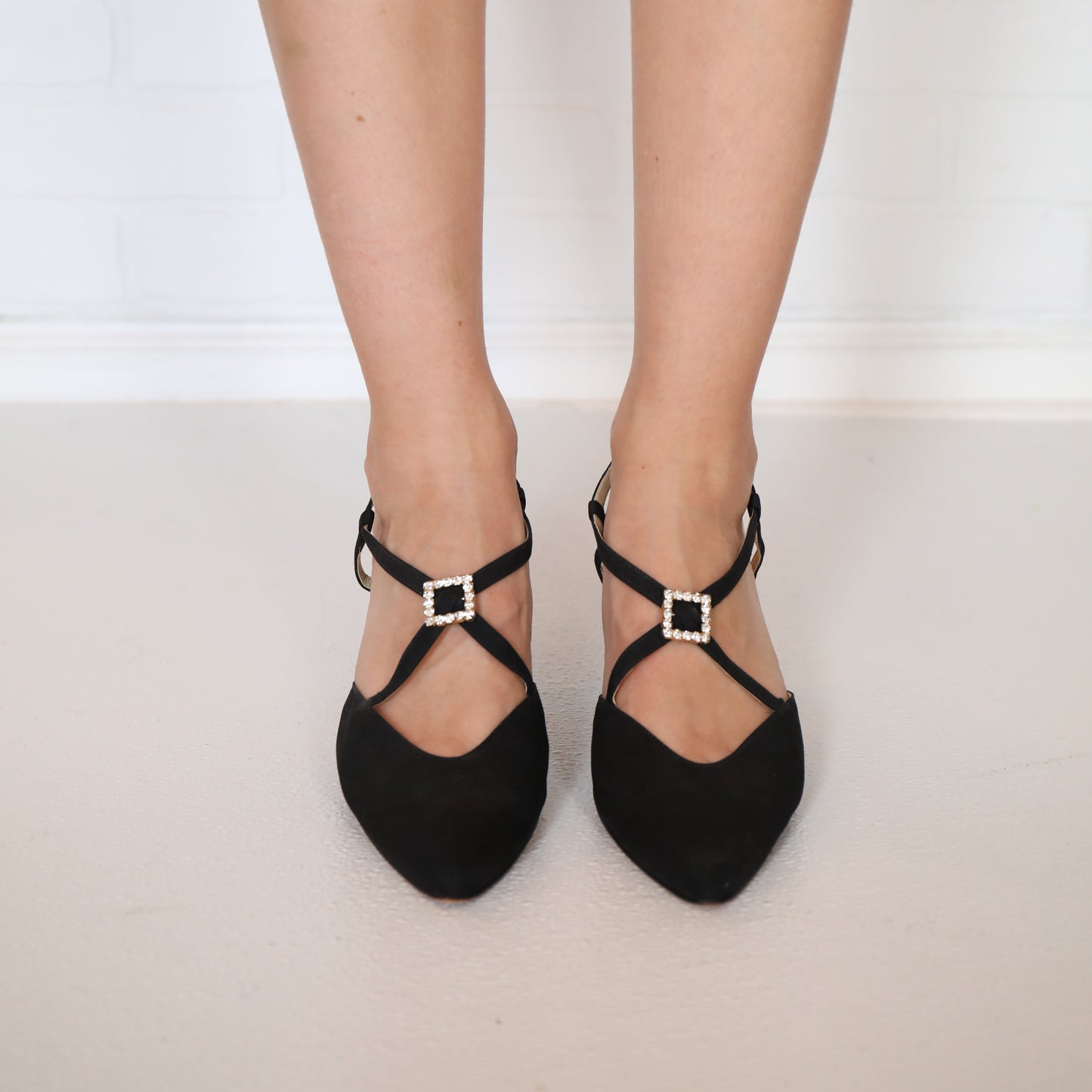 Ann Marino Black Criss Cross Strap Heels