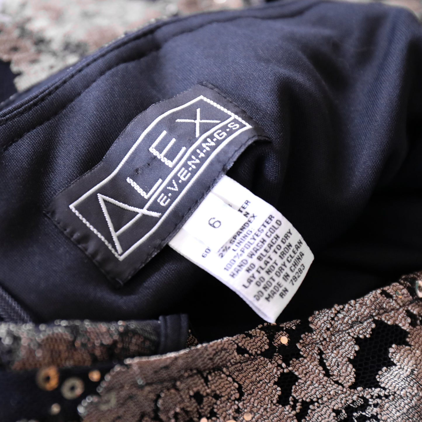 Vintage Alex Evenings Gold & Black Sequin Flapper Dress
