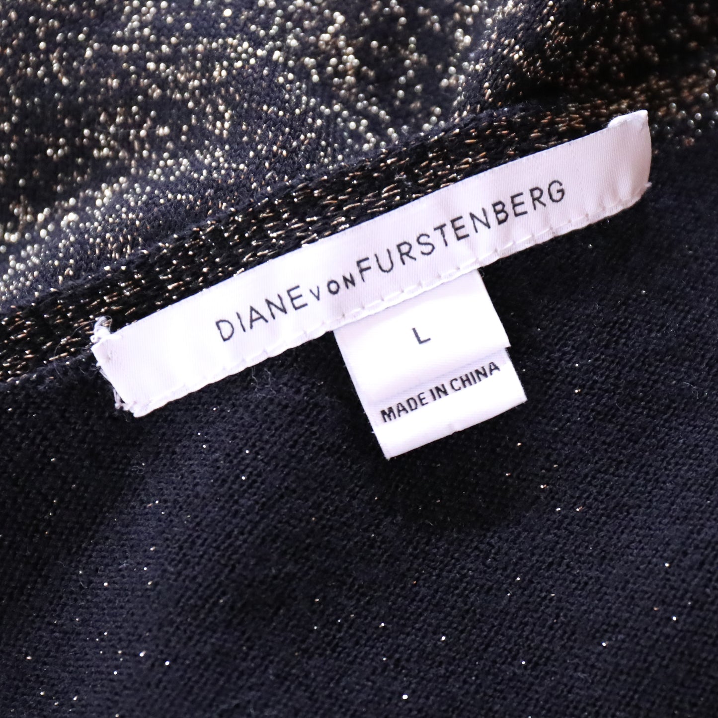 Diane von Furstenberg Black Gold Sparkle Wrap Dress