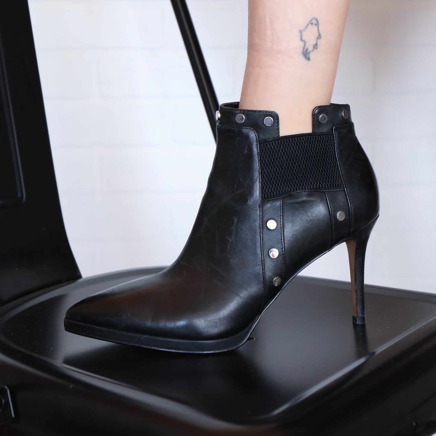 Karl Lagerfeld Black Stud Detail Stiletto Boots