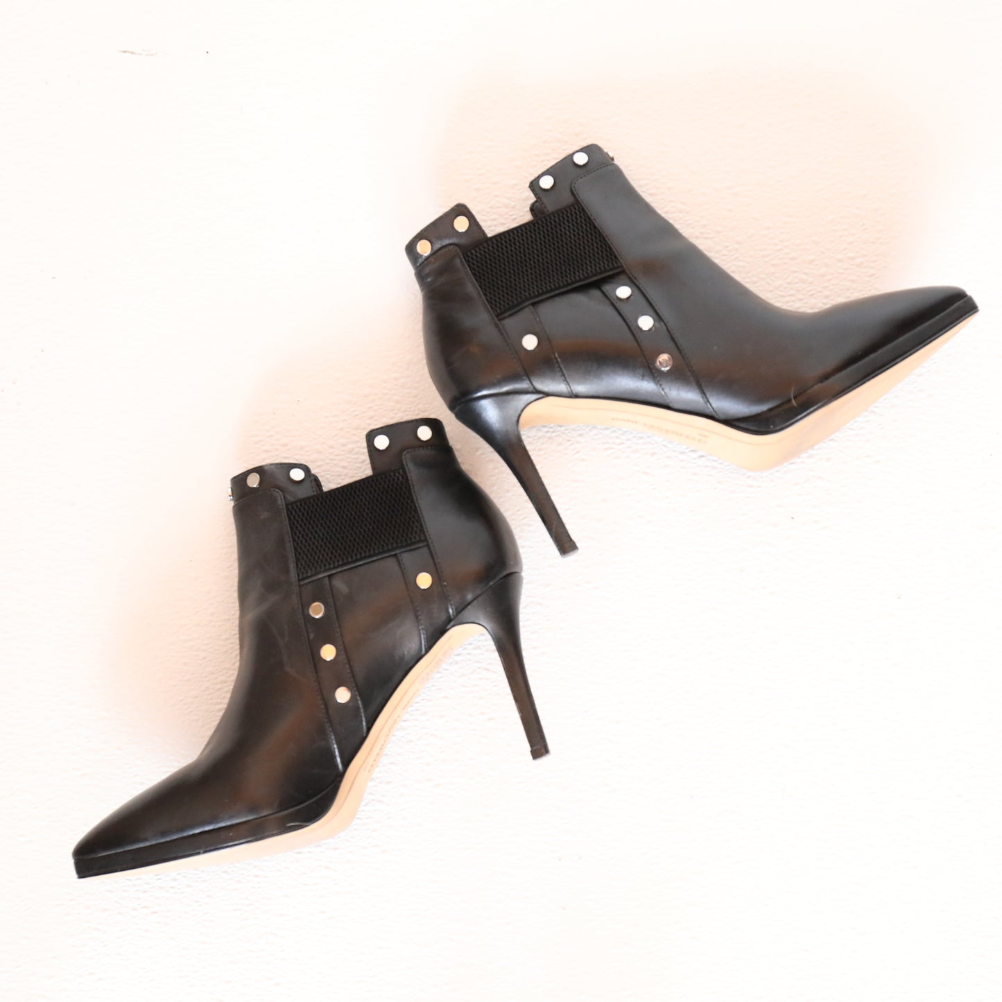 Karl Lagerfeld Black Stud Detail Stiletto Boots