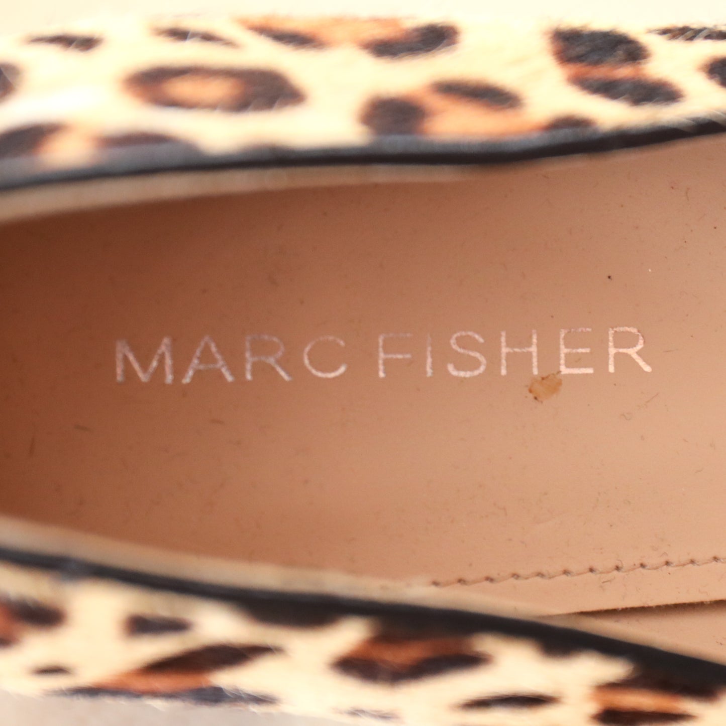 Marc Fisher Animal Print Cow Hair Block Heel Pumps