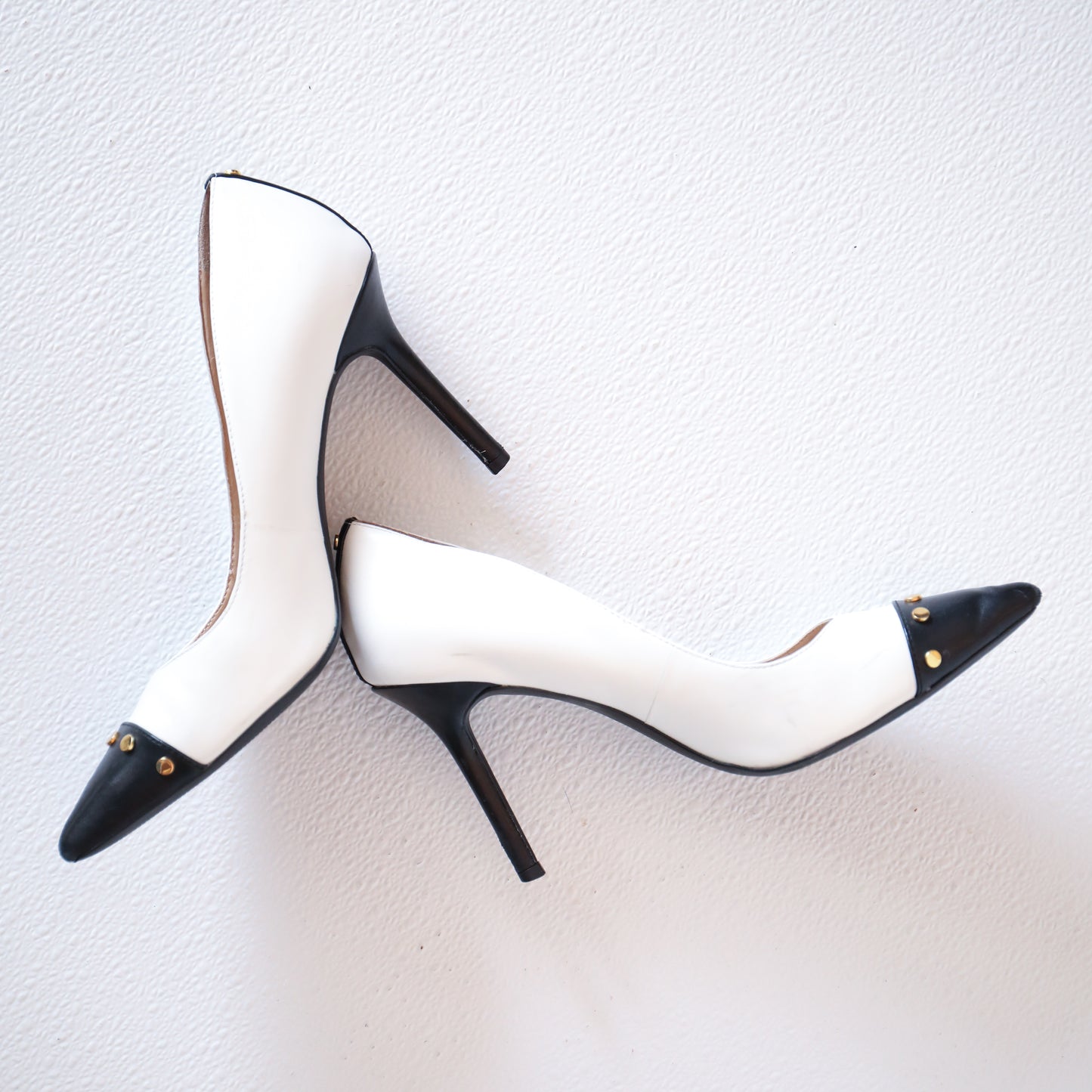Lauren Ralph Lauren Black and White Gold Stud Heels