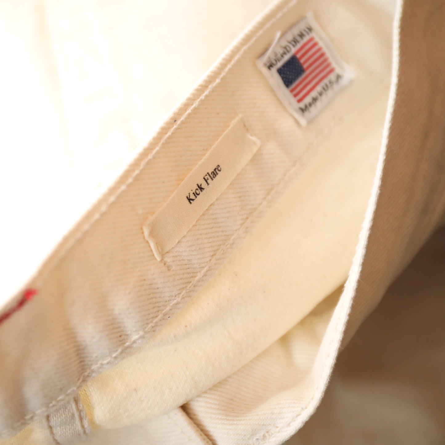 NoEnd Denim Off White Distressed Kick Flare Jeans