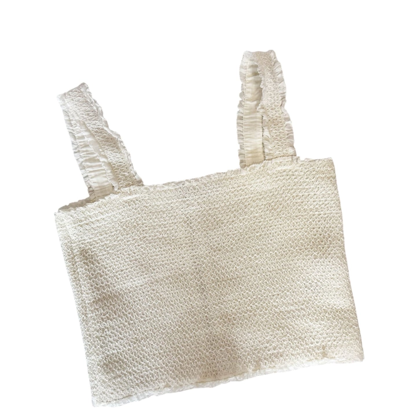 Alice + Olivia White Crinkle Crop Top