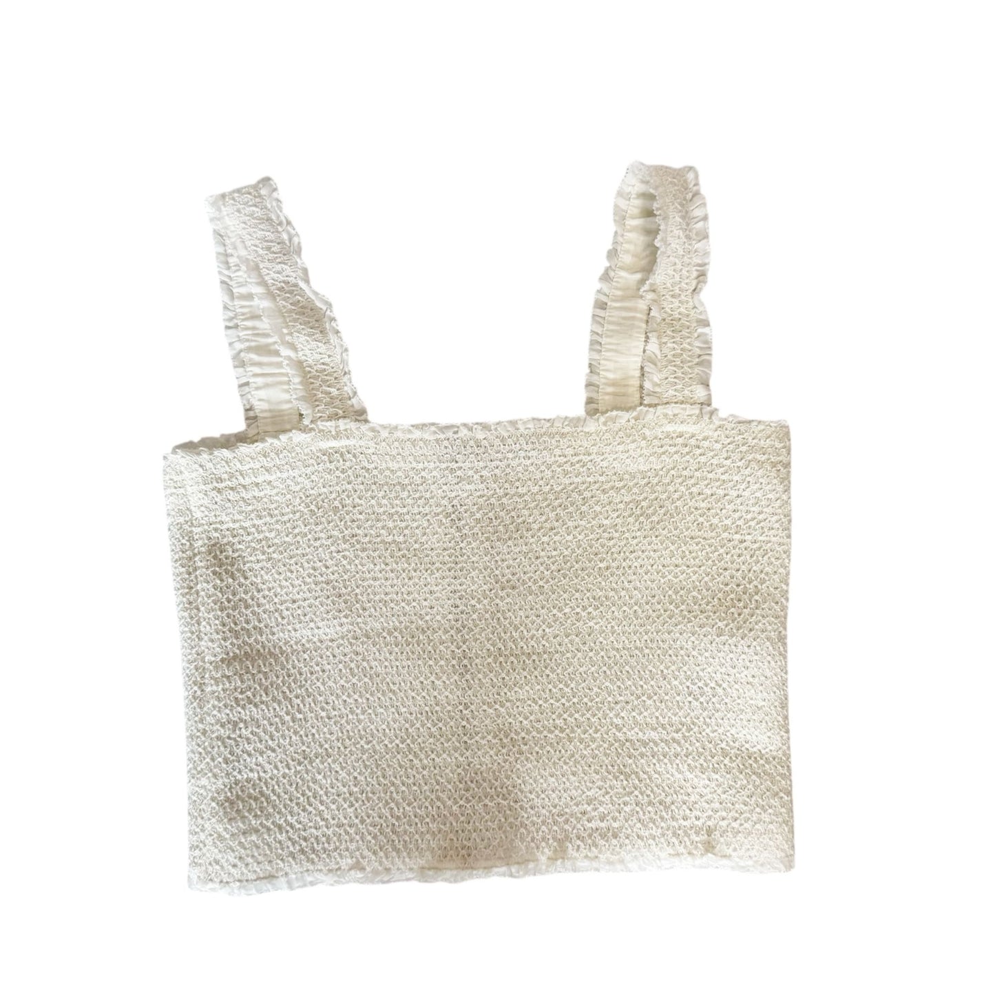 Alice + Olivia White Crinkle Crop Top