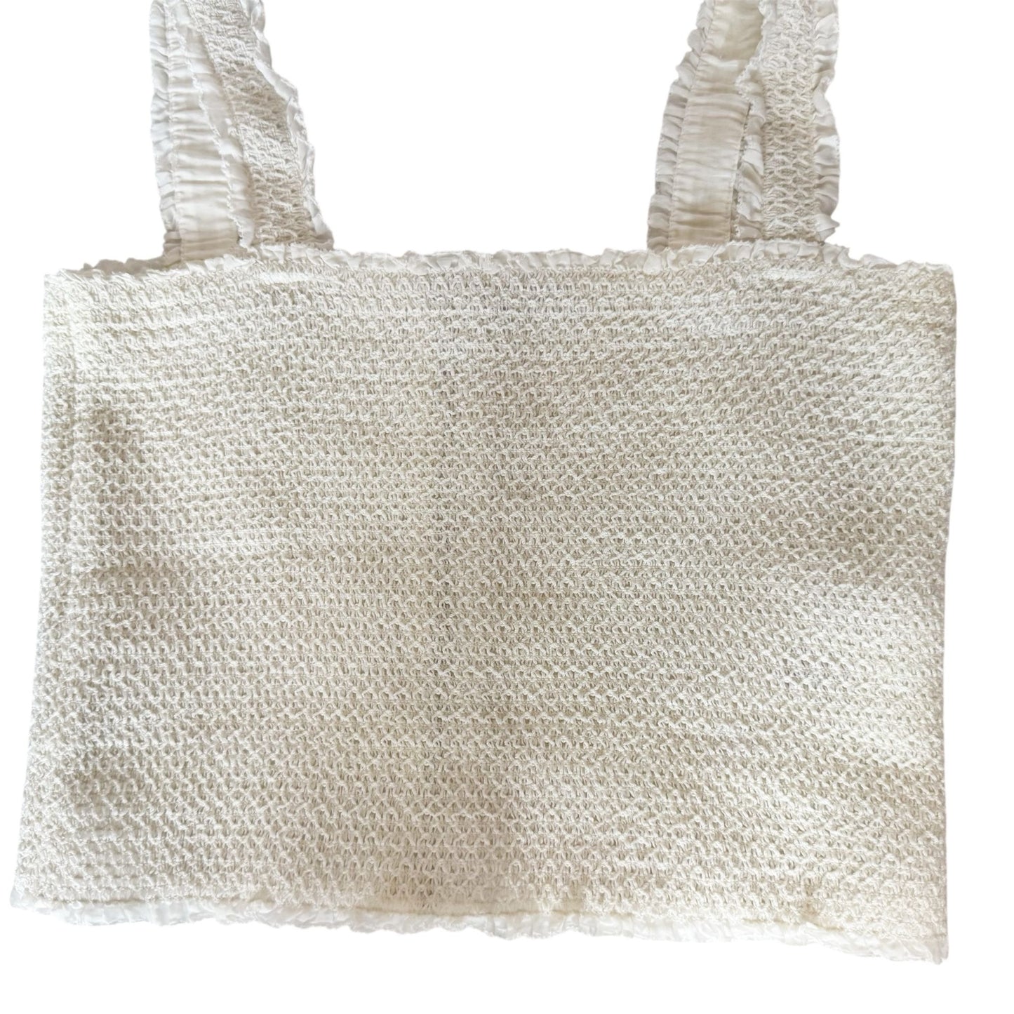 Alice + Olivia White Crinkle Crop Top