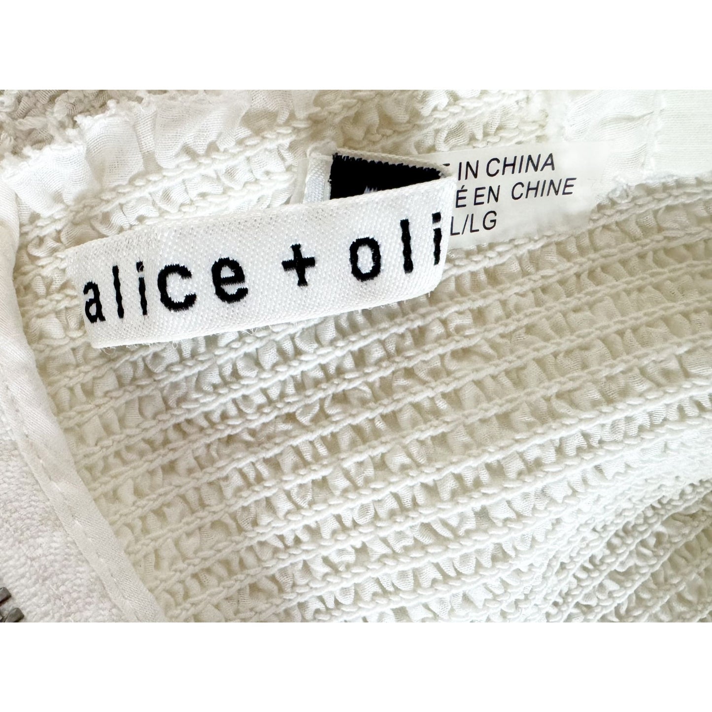Alice + Olivia White Crinkle Crop Top