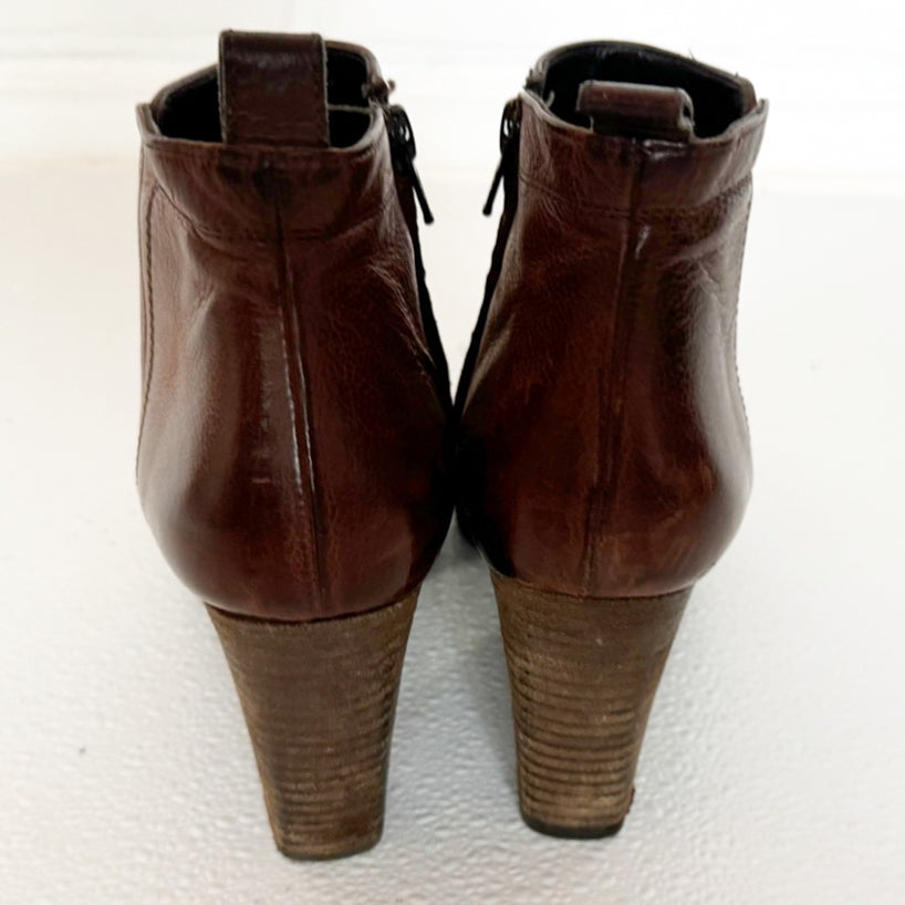 Paul Green Brown Leather Ankle Boots
