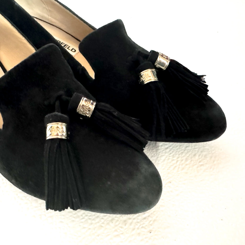 Karl Lagerfeld Paris Suede Tassel Loafers