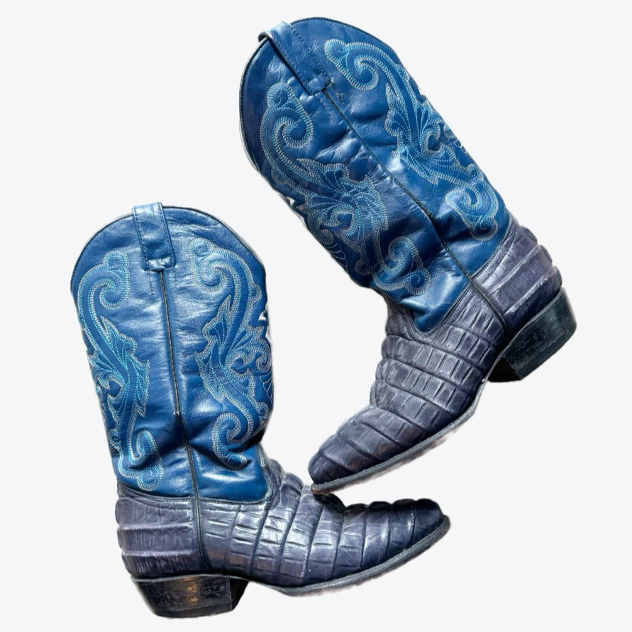 Vintage Blue Cowboy Western Boots