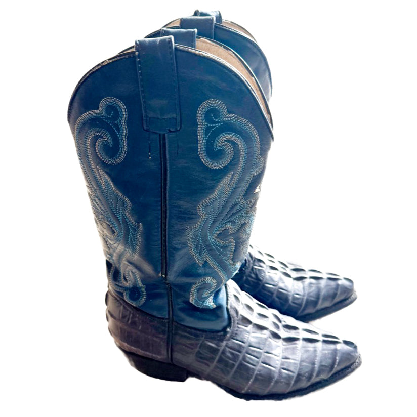 Vintage Blue Cowboy Western Boots