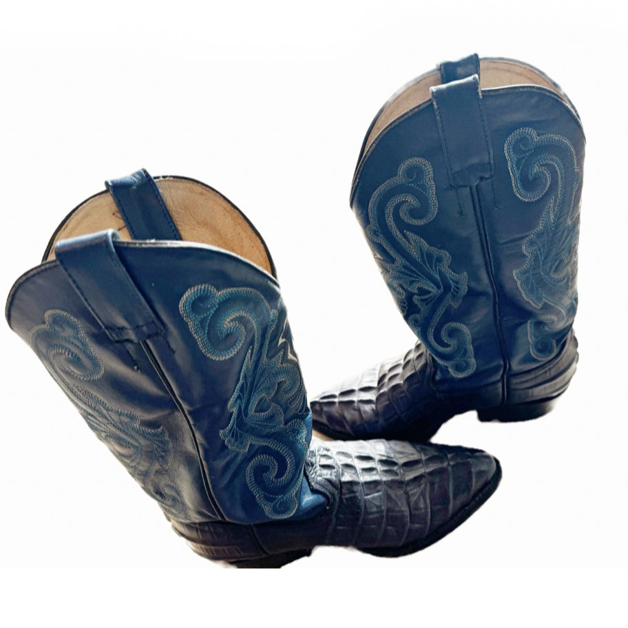 Vintage Blue Cowboy Western Boots