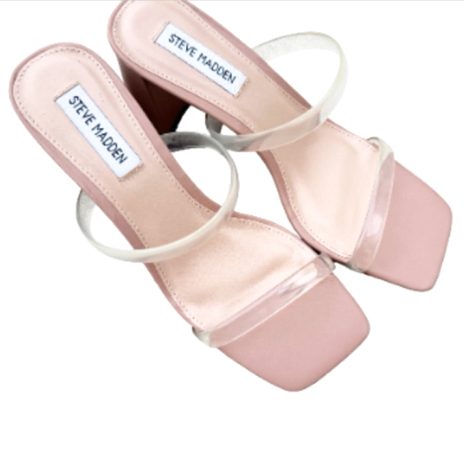 Steve Madden Lilah Clear Strap Block Heel Sandals