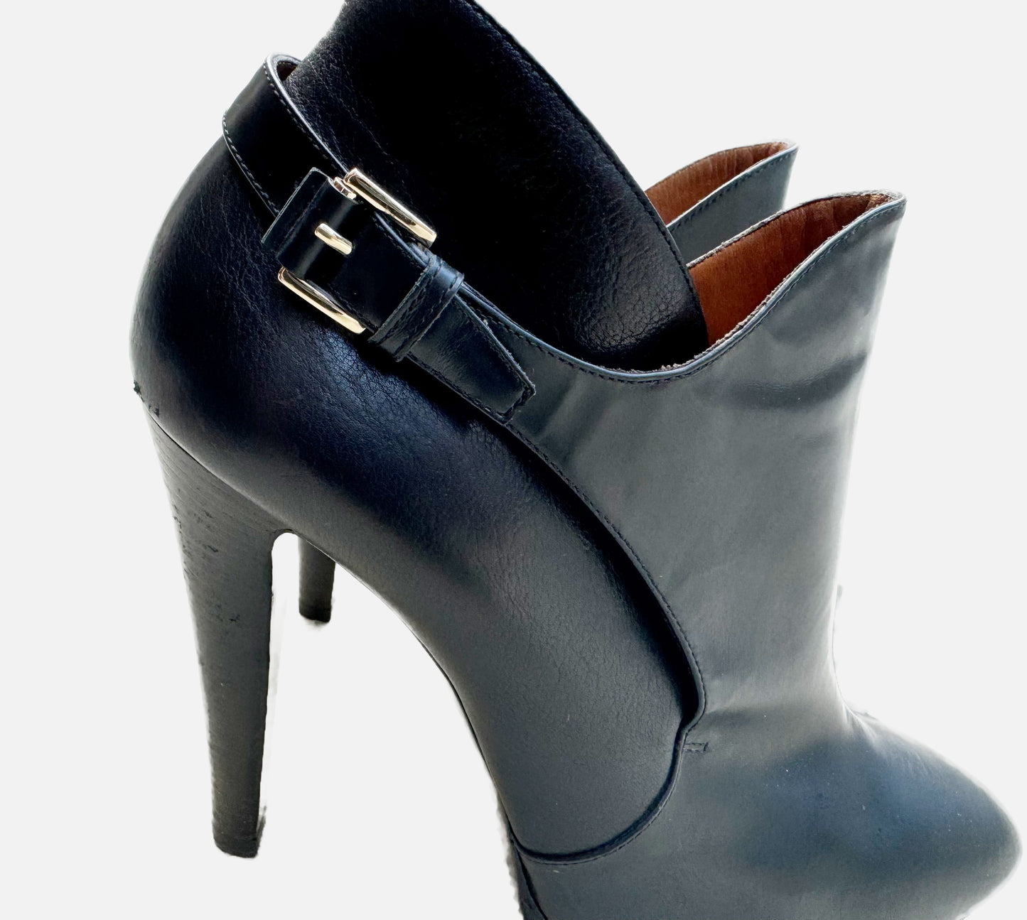Giorgio Armani Black Ankle Buckle Stiletto Booties