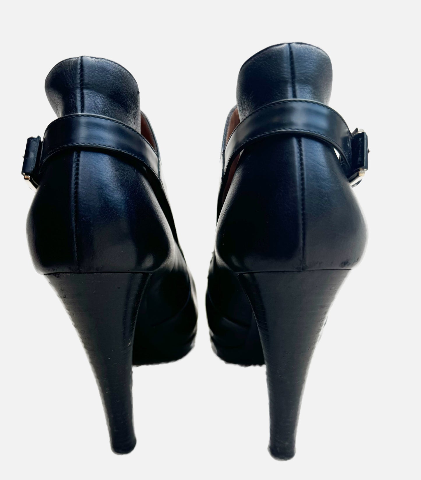 Giorgio Armani Black Ankle Buckle Stiletto Booties