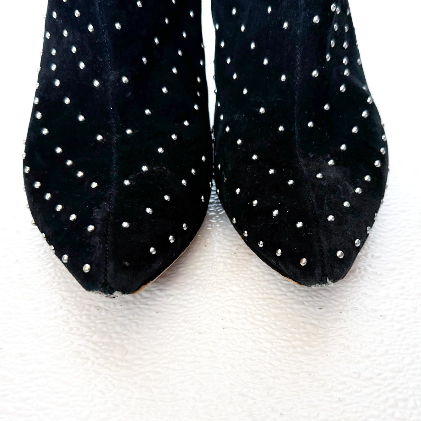 Vince Camuto Black Suede Studded Kitten Heel Bootie
