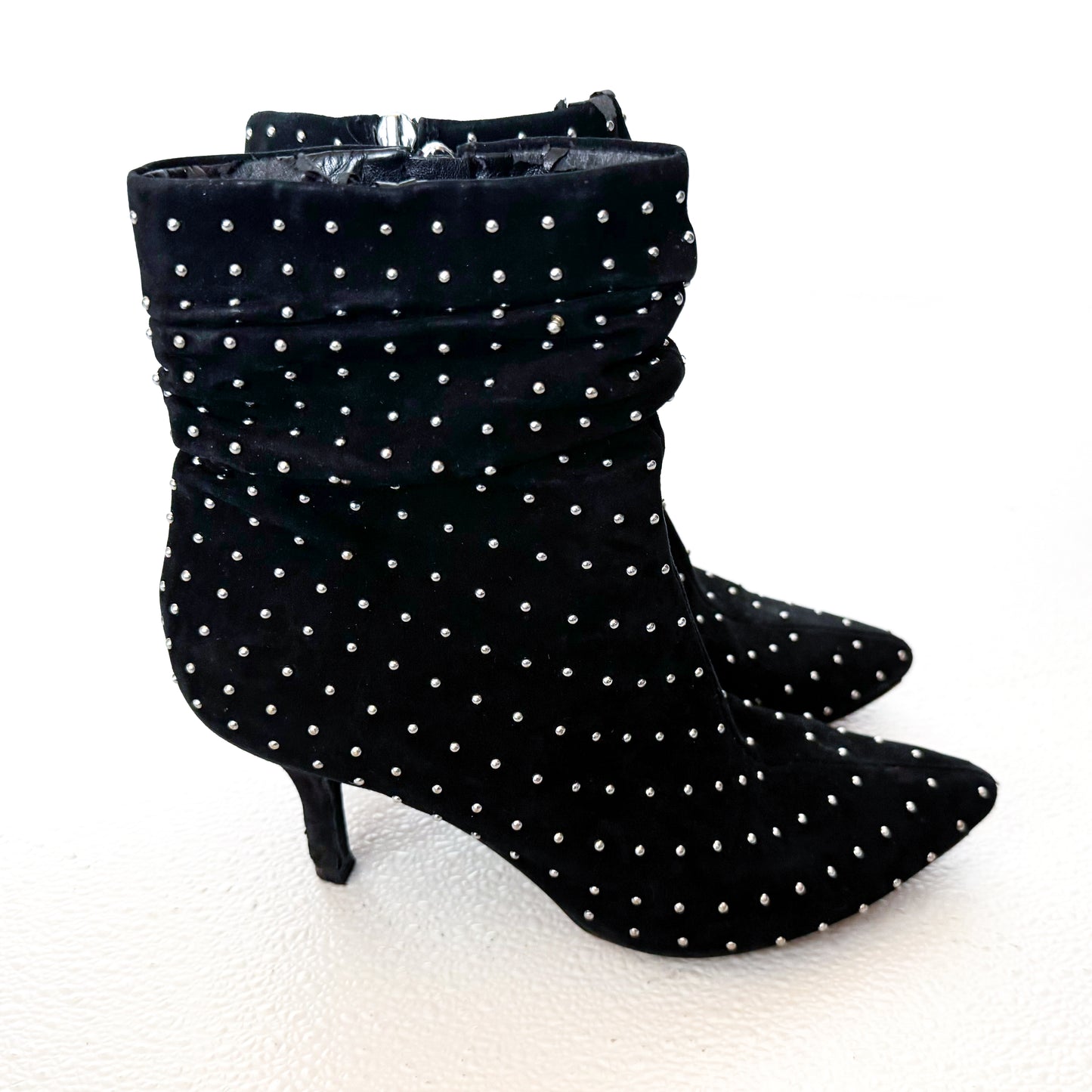 Vince Camuto Black Suede Studded Kitten Heel Bootie