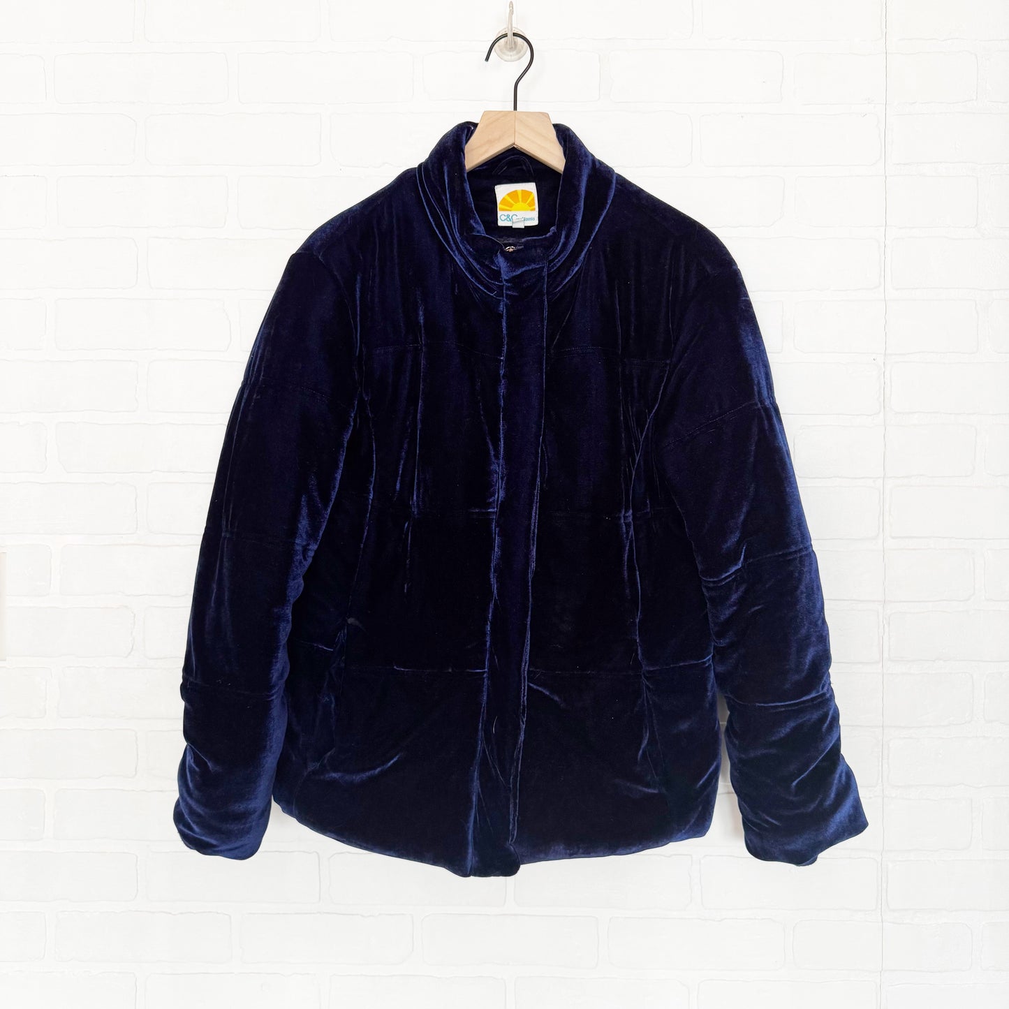 C & C California Electric Blue Velvet Velour Iridescent Jacket