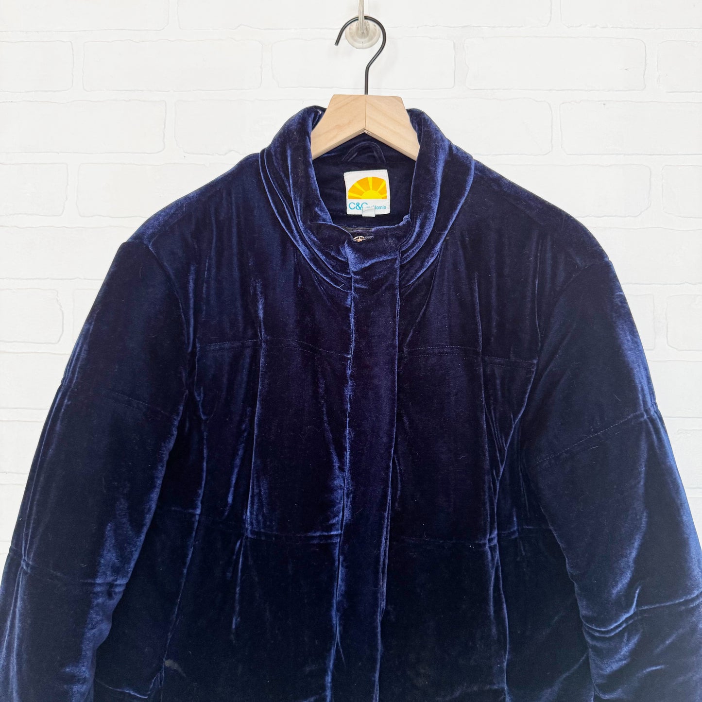 C & C California Electric Blue Velvet Velour Iridescent Jacket