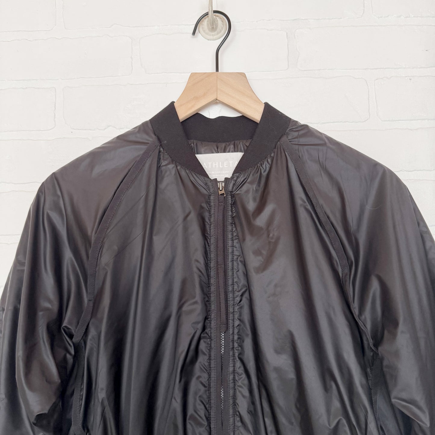 ATHLETA Black Nylon Windbreaker Jacket