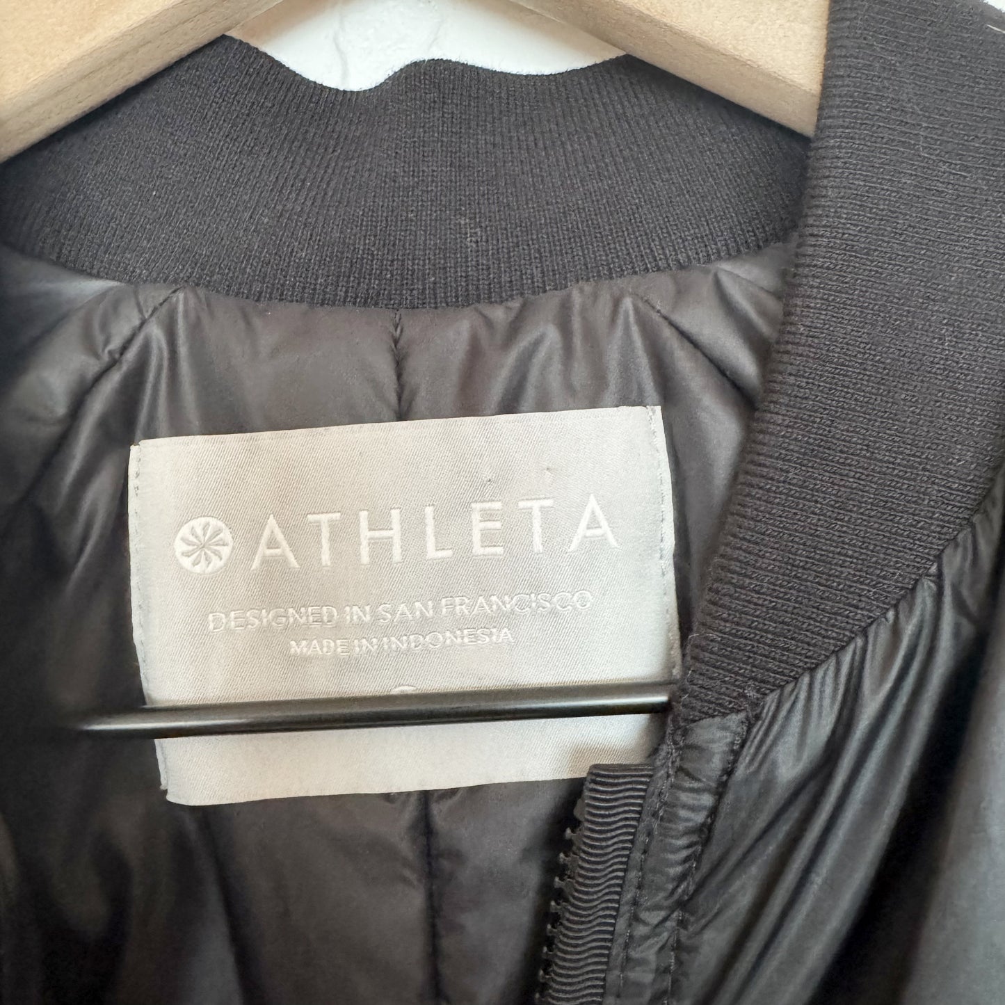 ATHLETA Black Nylon Windbreaker Jacket