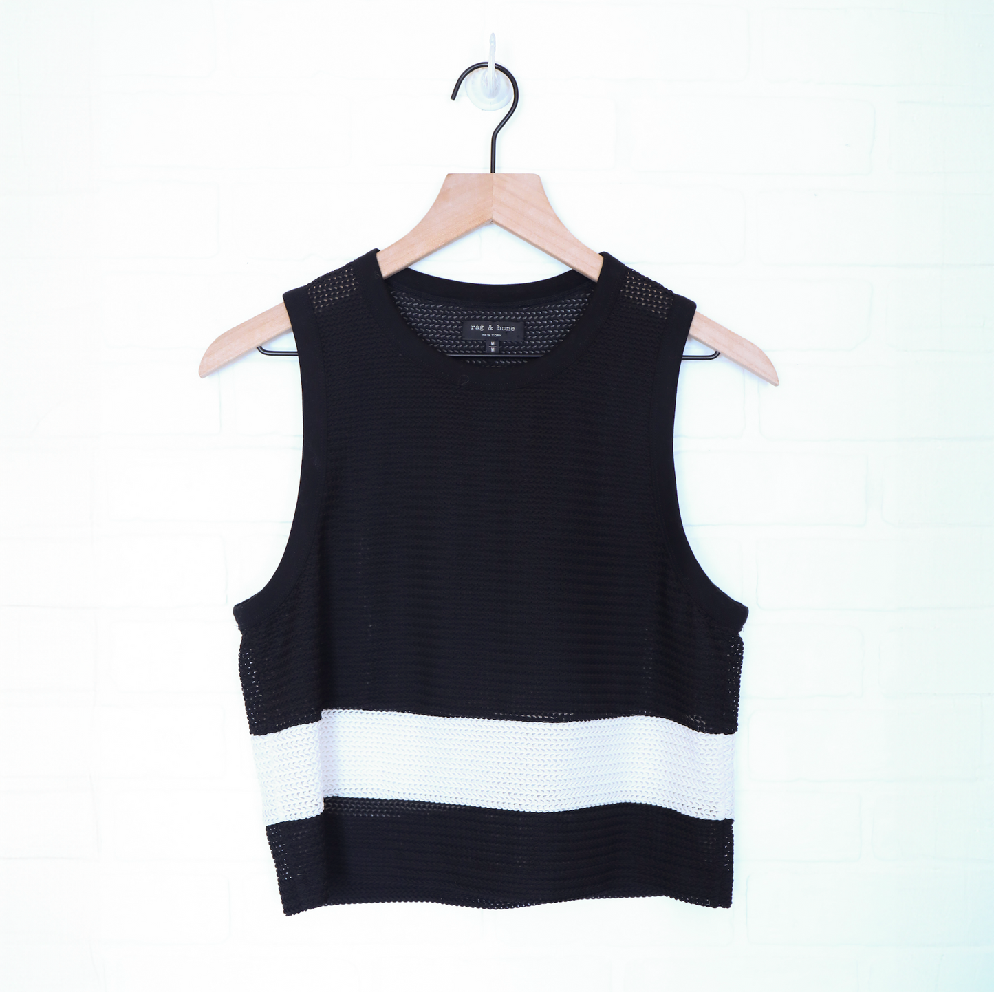 Rag & Bone Black Open Stitch Sleeveless Top