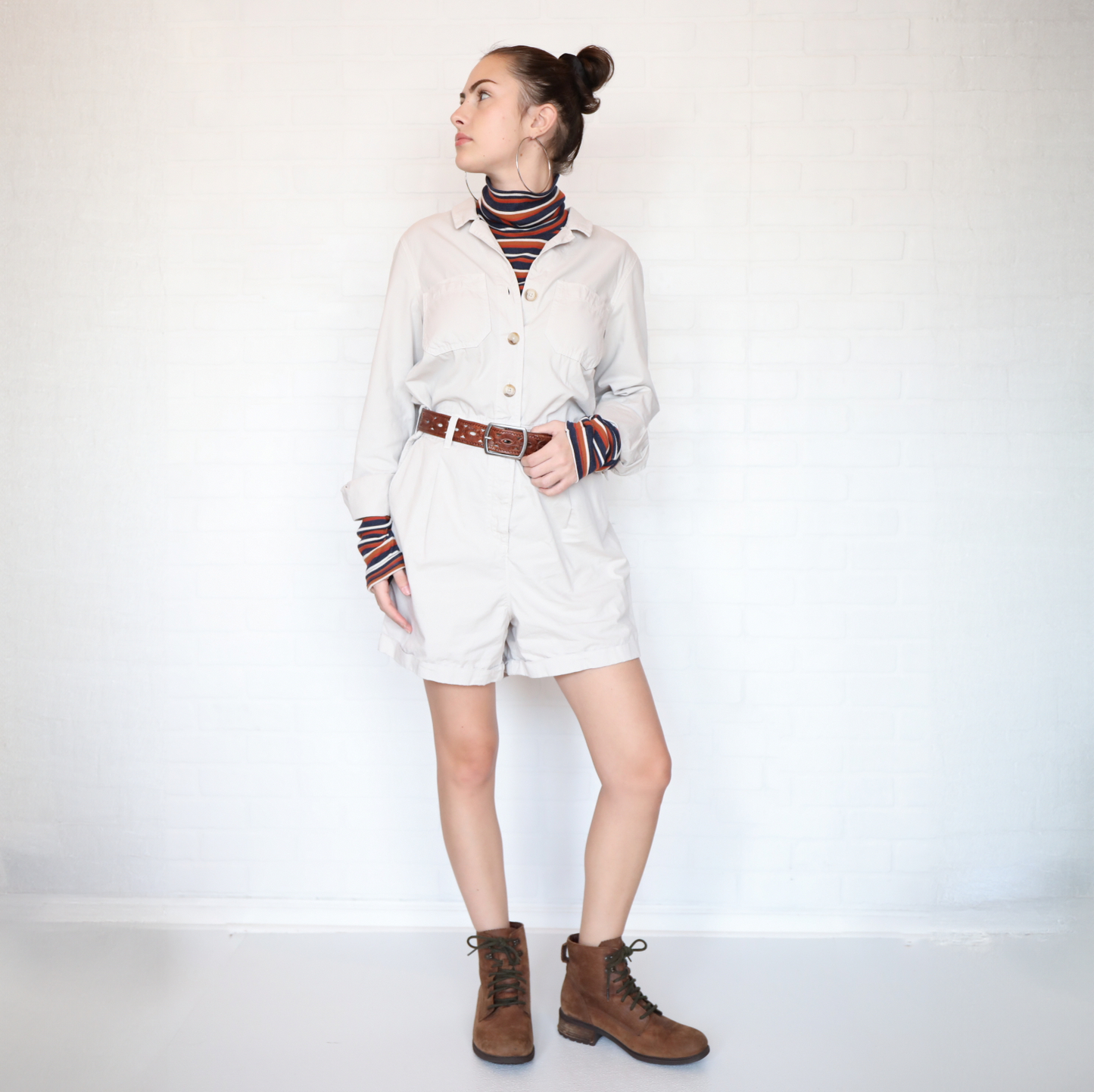 Lucky Brand Brown Leather Cut Out Belt