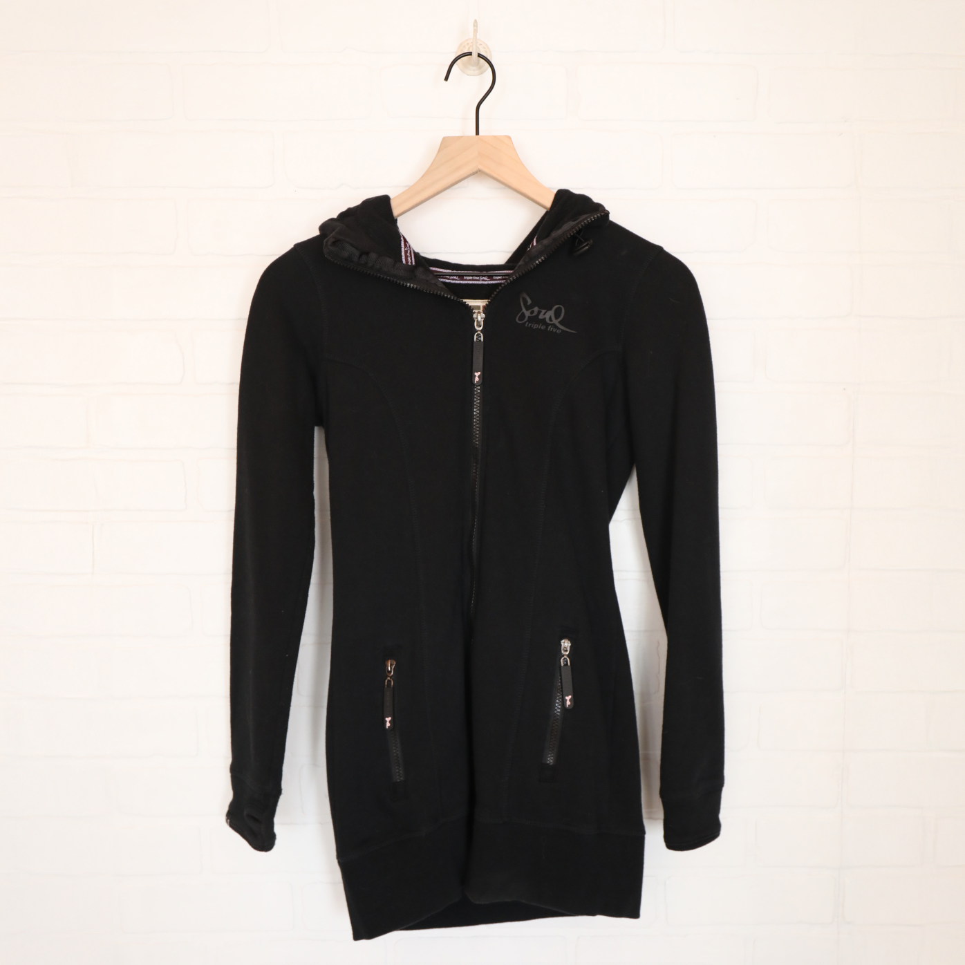 Triple Five Soul Black Longline Full Zip Hoodie