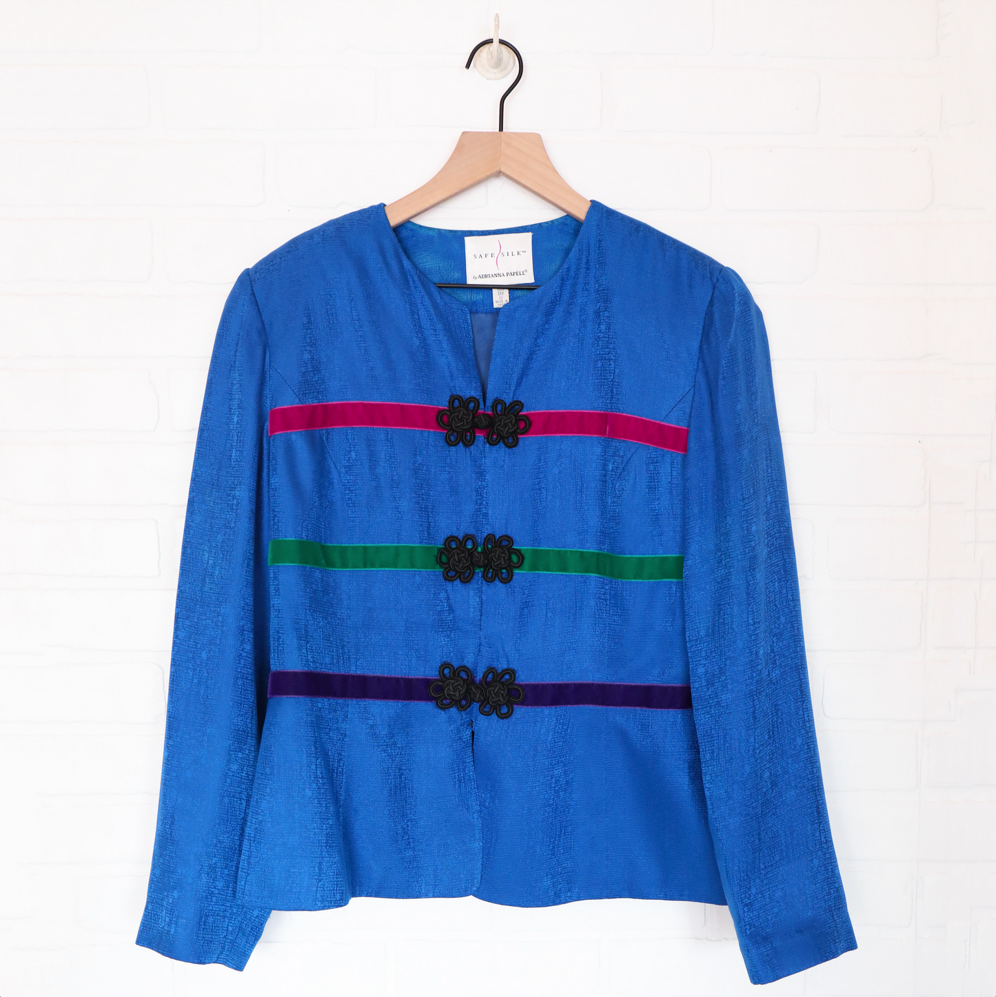 Vintage Adrianna Papell Silk Frog Button Blazer