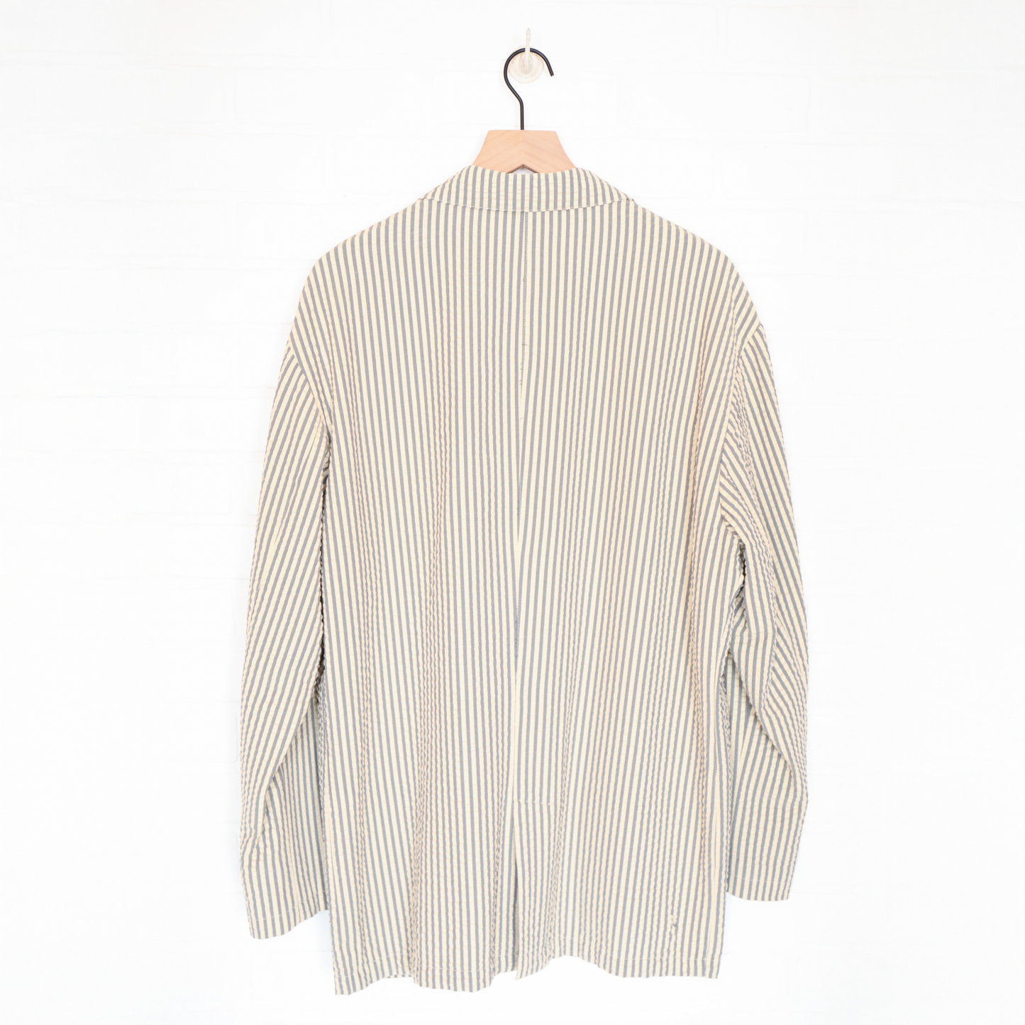 Vintage Armani Gray & Cream Striped Oversized Blazer