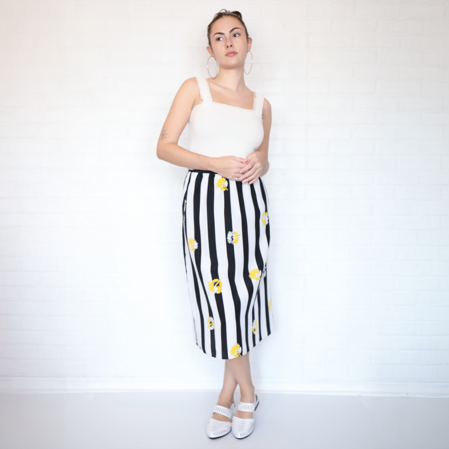 Alice + Olivia White Crinkle Stretch Cropped Top