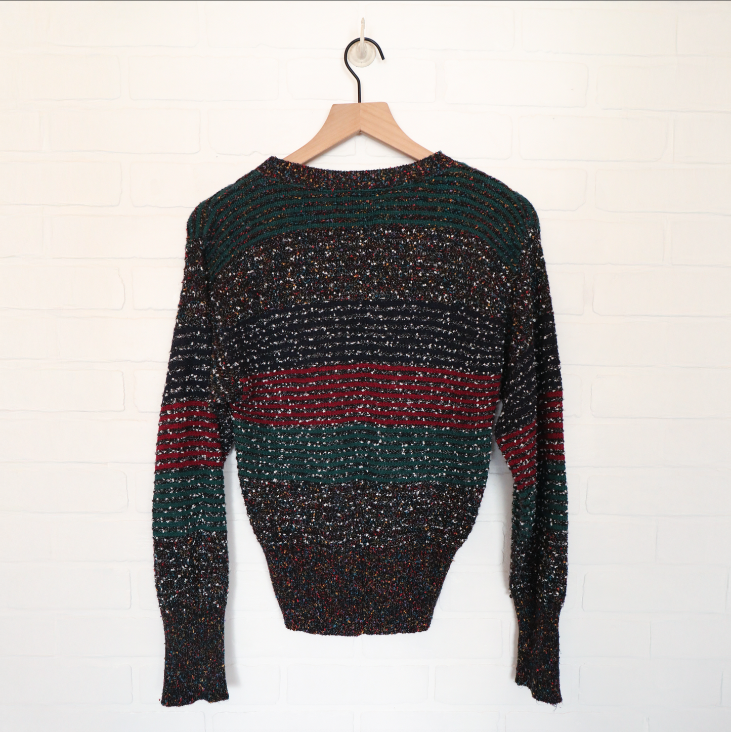 Vintage Salt On Pepper Striped Textured Sweater