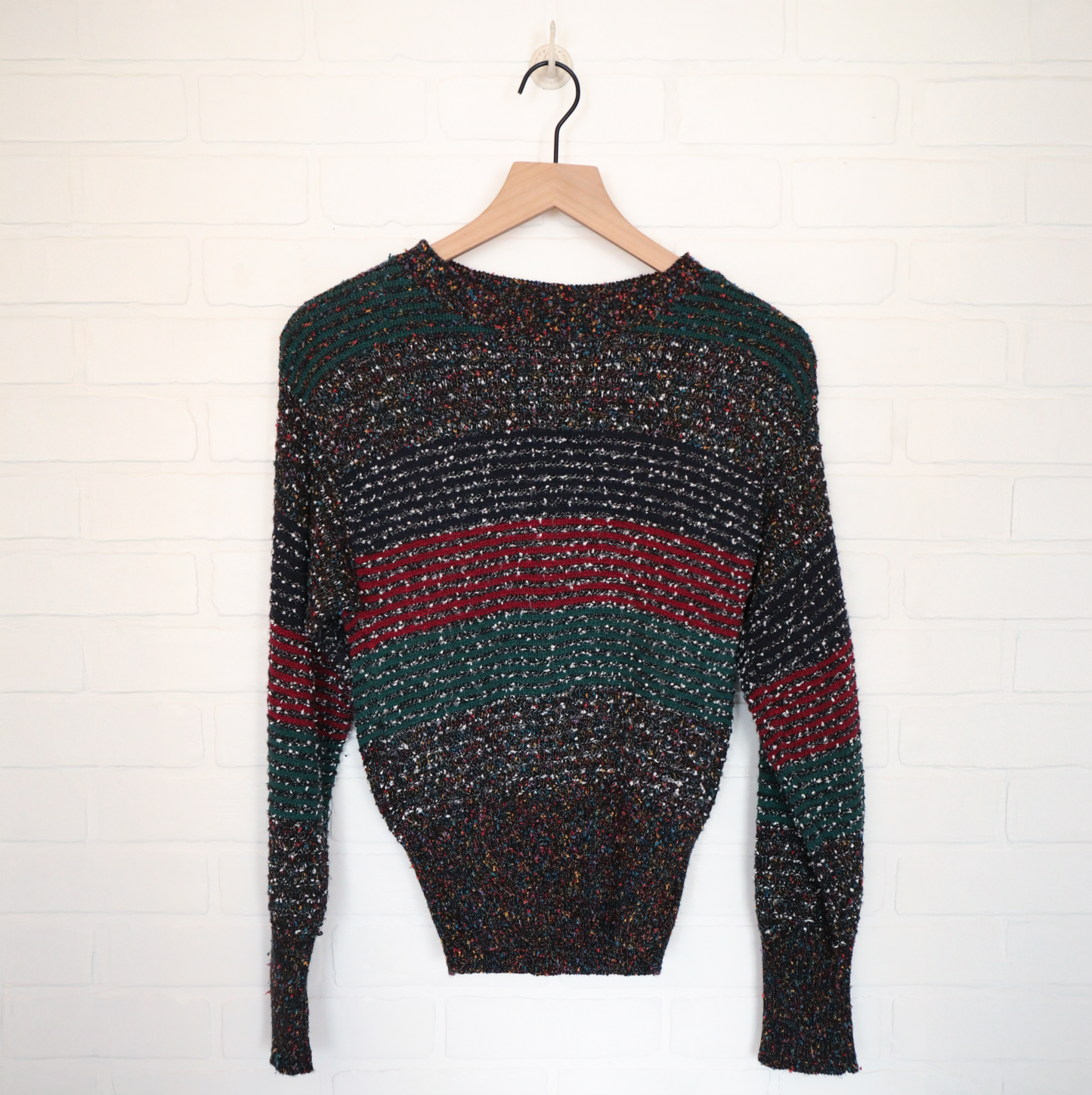 Vintage Salt On Pepper Striped Textured Sweater